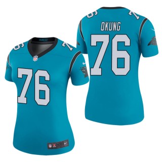 Women's Carolina Panthers Russell Okung Blue Color Rush Legend Jersey