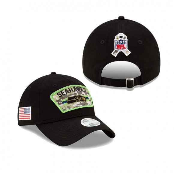 2021 Salute To Service Women's Seahawks Black 9TWENTY Adjustable Hat