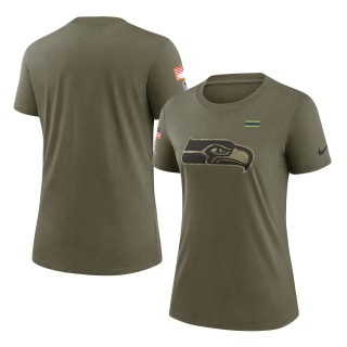 2021 Salute To Service Women's Seahawks Olive T-Shirt