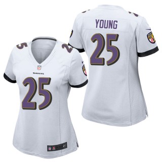 Women's Baltimore Ravens Tavon Young White Game Jersey