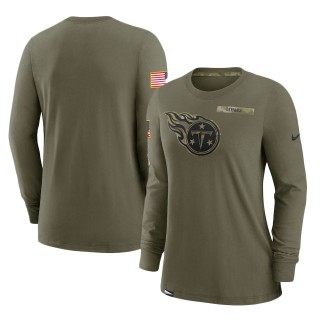 2021 Salute To Service Women's Titans Olive Performance Long Sleeve T-Shirt