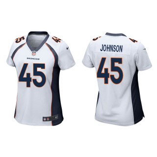 Women's Denver Broncos Alexander Johnson #45 White Game Jersey