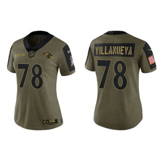 2021 Salute To Service Women Ravens Alejandro Villanueva Olive Gold Limited Jersey