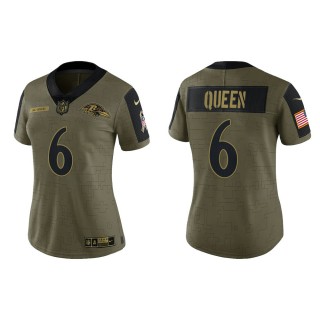 2021 Salute To Service Women Ravens Patrick Queen Olive Gold Limited Jersey