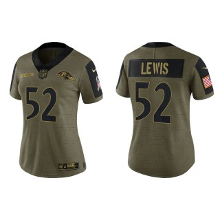 2021 Salute To Service Women Ravens Ray Lewis Olive Gold Limited Jersey