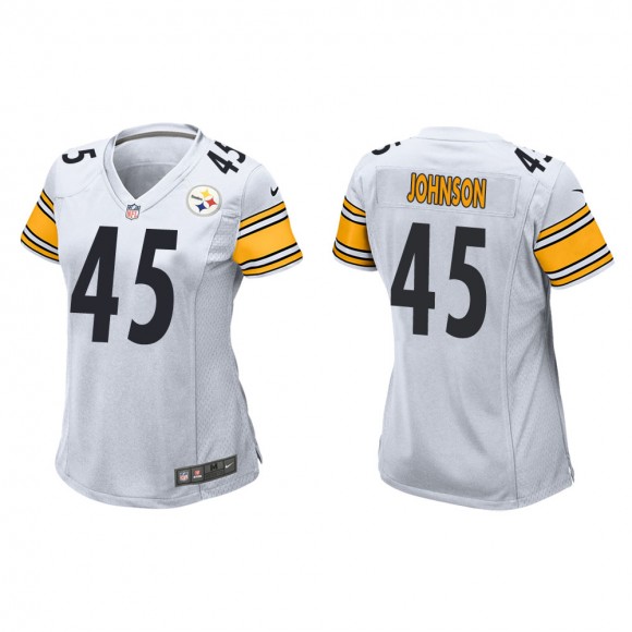 Women's Pittsburgh Steelers Buddy Johnson #45 White Game Jersey