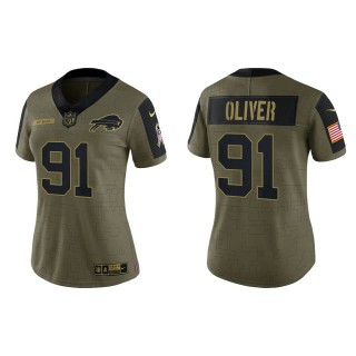 2021 Salute To Service Women Bills Ed Oliver Olive Gold Limited Jersey