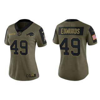 2021 Salute To Service Women Bills Tremaine Edmunds Olive Gold Limited Jersey