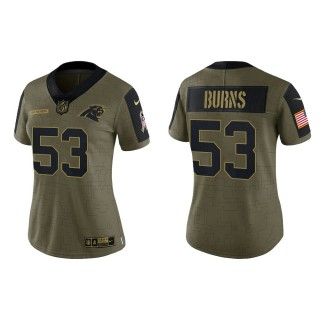2021 Salute To Service Women Panthers Brian Burns Olive Gold Limited Jersey