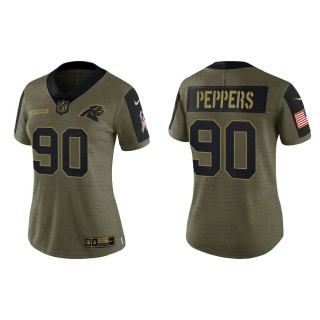 2021 Salute To Service Women Panthers Julius Peppers Olive Gold Limited Jersey