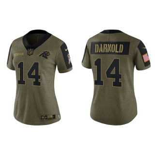 2021 Salute To Service Women Panthers Sam Darnold Olive Gold Limited Jersey
