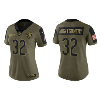 2021 Salute To Service Women Bears David Montgomery Olive Gold Limited Jersey