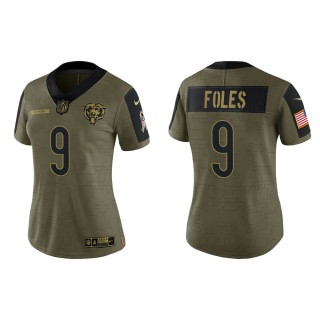 2021 Salute To Service Women Bears Nick Foles Olive Gold Limited Jersey