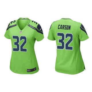 Women's Seattle Seahawks Chris Carson #32 Neon Green Alternate Game Jersey