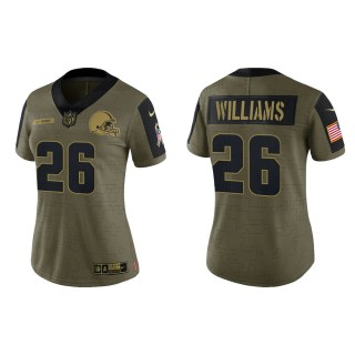 2021 Salute To Service Women Browns Greedy Williams Olive Gold Limited Jersey