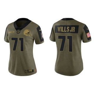 2021 Salute To Service Women Browns Jedrick Wills Olive Gold Limited Jersey