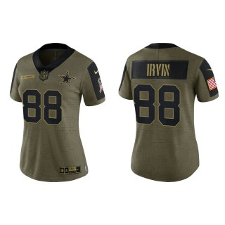 2021 Salute To Service Women Cowboys Michael Irvin Olive Gold Limited Jersey
