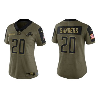 2021 Salute To Service Women Lions Barry Sanders Olive Gold Limited Jersey