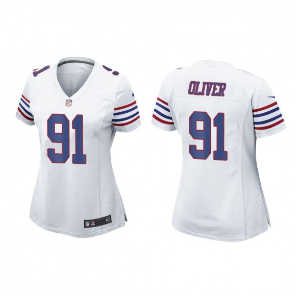 Women's Buffalo Bills Ed Oliver #91 White Alternate Game Jersey