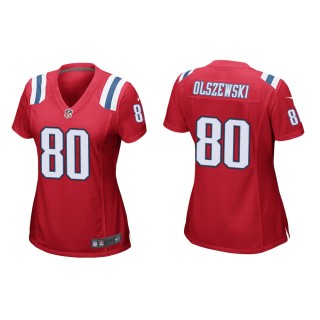 Women's New England Patriots Gunner Olszewski #80 Red Alternate Game Jersey