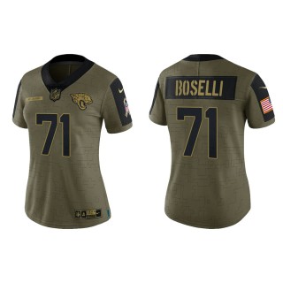 2021 Salute To Service Women Jaguars Tony Boselli Olive Gold Limited Jersey