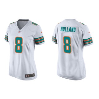 Women's Miami Dolphins Jevon Holland #8 White Alternate Game Jersey