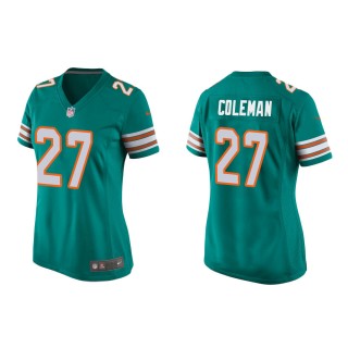 Women's Miami Dolphins Justin Coleman #27 Aqua Alternate Game Jersey