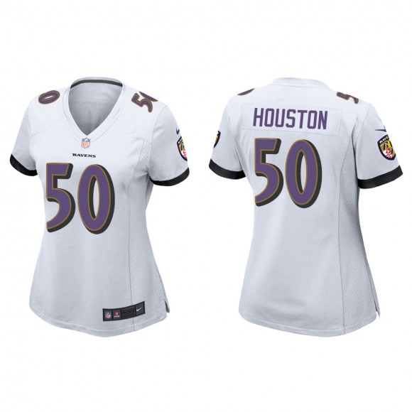 Women's Baltimore Ravens Justin Houston #50 White Game Jersey