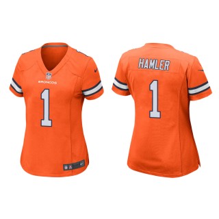 Women's Denver Broncos K.J. Hamler #1 Orange Alternate Game Jersey