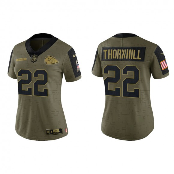 2021 Salute To Service Women Chiefs Juan Thornhill Olive Gold Limited Jersey