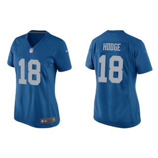 Women's Detroit Lions KhaDarel Hodge #18 Blue Throwback Game Jersey