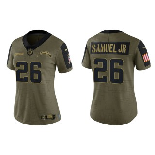 2021 Salute To Service Women Chargers Asante Samuel Jr. Olive Gold Limited Jersey