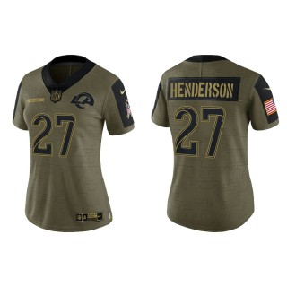 2021 Salute To Service Women Rams Darrell Henderson Olive Gold Limited Jersey