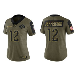 2021 Salute To Service Women Rams Van Jefferson Olive Gold Limited Jersey