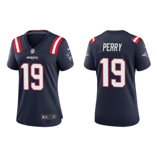 Women's New England Patriots Malcolm Perry #19 Navy Game Jersey