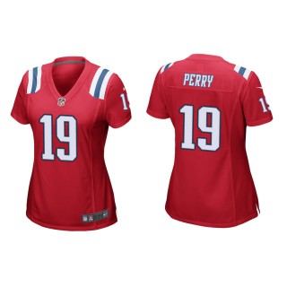 Women's New England Patriots Malcolm Perry #19 Red Alternate Game Jersey