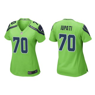 Women's Seattle Seahawks Mike Iupati #70 Neon Green Alternate Game Jersey