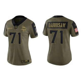 2021 Salute To Service Women Vikings Christian Darrisaw Olive Gold Limited Jersey