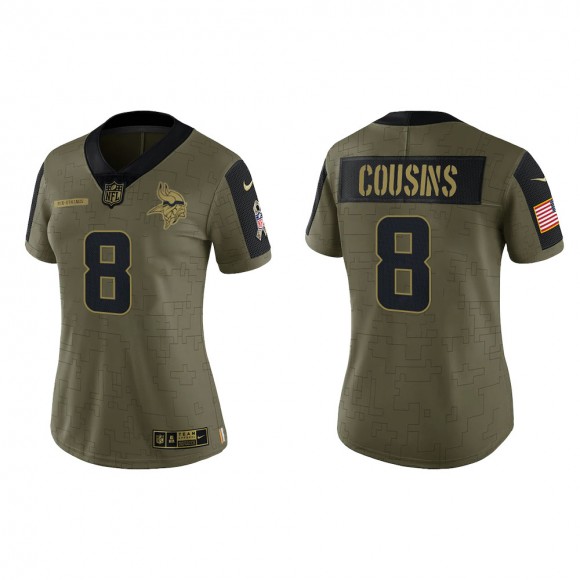 2021 Salute To Service Women Vikings Kirk Cousins Olive Gold Limited Jersey