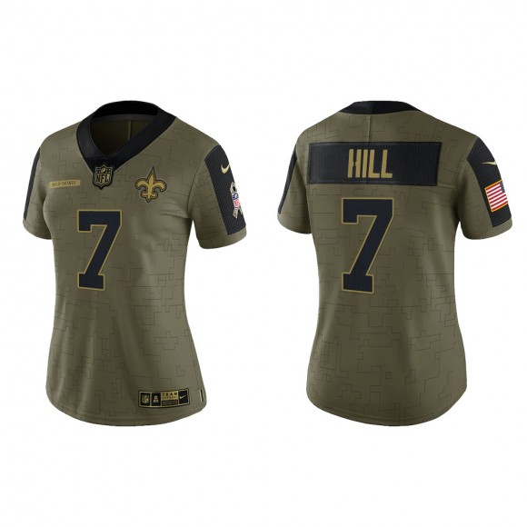 2021 Salute To Service Women Saints Taysom Hill Olive Gold Limited Jersey