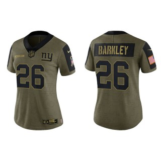 2021 Salute To Service Women Giants Saquon Barkley Olive Gold Limited Jersey