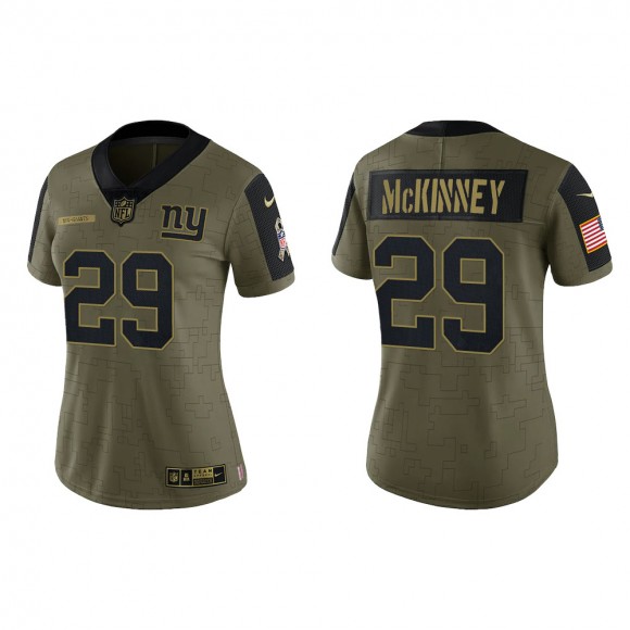 2021 Salute To Service Women Giants Xavier McKinney Olive Gold Limited Jersey