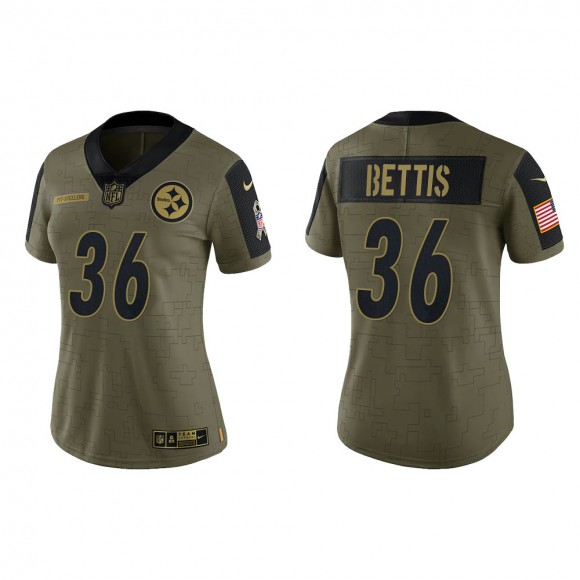 2021 Salute To Service Women Steelers Jerome Bettis Olive Gold Limited Jersey