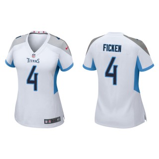 Women's Tennessee Titans Sam Ficken #4 White Game Jersey