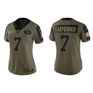 2021 Salute To Service Women 49ers Colin Kaepernick Olive Gold Limited Jersey