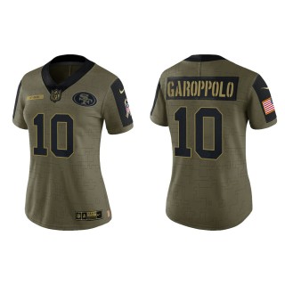2021 Salute To Service Women 49ers Jimmy Garoppolo Olive Gold Limited Jersey