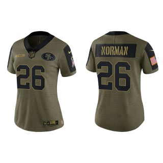 2021 Salute To Service Women 49ers Josh Norman Olive Gold Limited Jersey