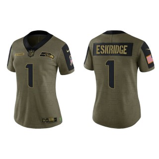 2021 Salute To Service Women Seahawks D'Wayne Eskridge Olive Gold Limited Jersey