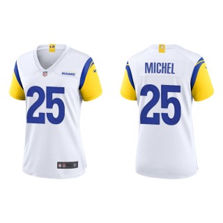 Women's Los Angeles Rams Sony Michel #25 White Alternate Game Jersey