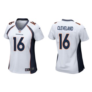 Women's Denver Broncos Tyrie Cleveland #16 White Game Jersey